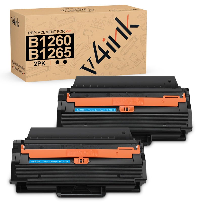 v4ink Compatible B1260dn B1265dfw Toner Cartridge Replacement for Dell 331-7328 B1260 B1265 RWXNT DRYXV G9W85 B126X Work with B1260dn B1260dnf B1265dnf B1265dfw Printer, 2-Pack - Image 1